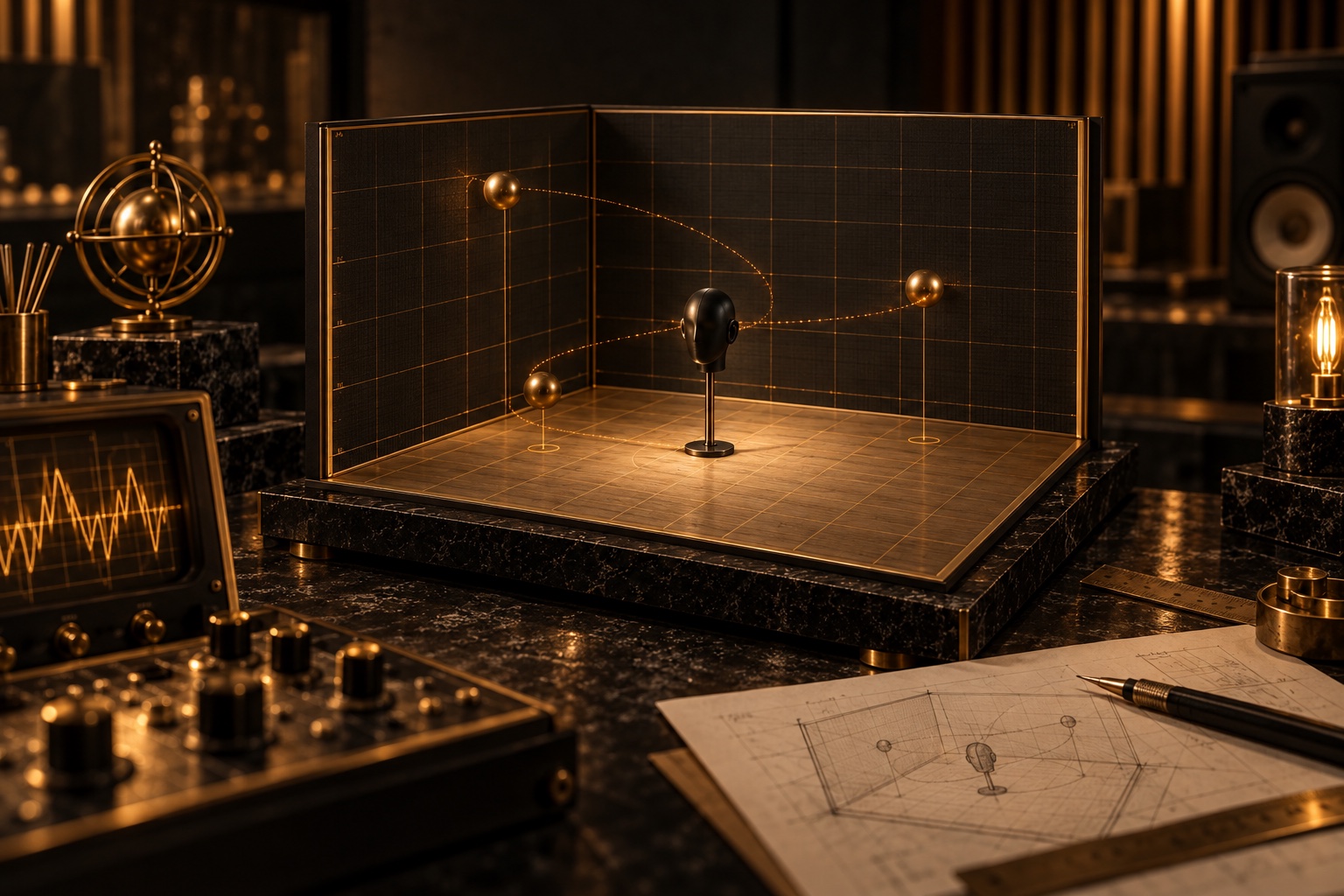 Artistic representation of audio plugin development and binaural space